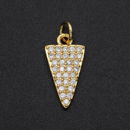 1 Piece 9*16mm Copper Zircon 18K Gold Plated Triangle Pendant