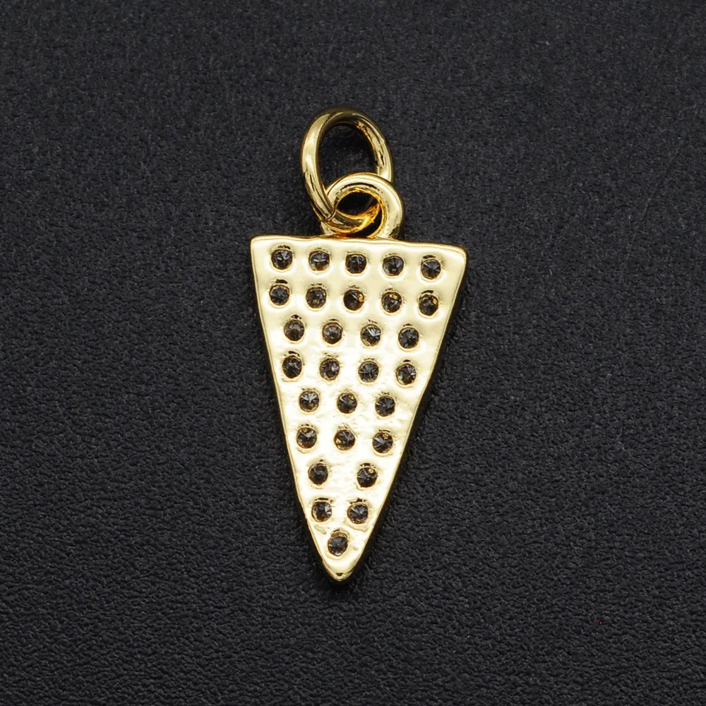 1 Piece 9*16mm Copper Zircon 18K Gold Plated Triangle Pendant