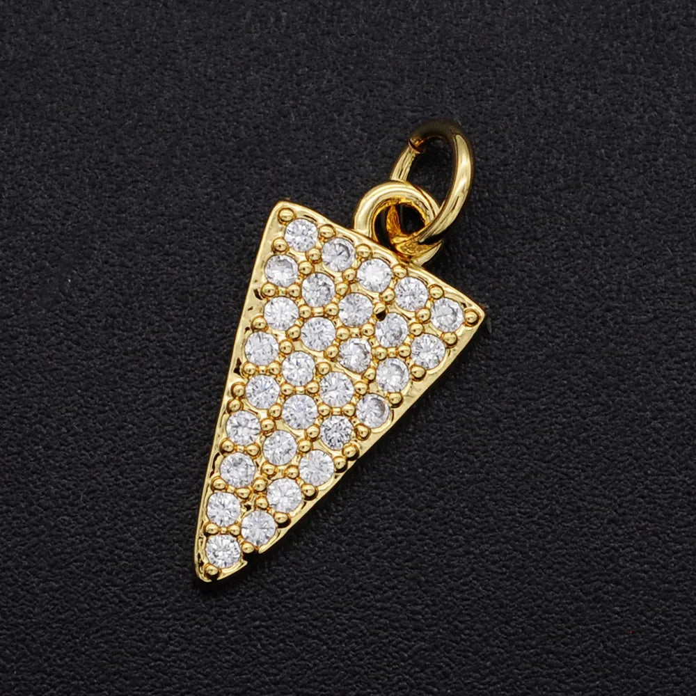 1 Piece 9*16mm Copper Zircon 18K Gold Plated Triangle Pendant