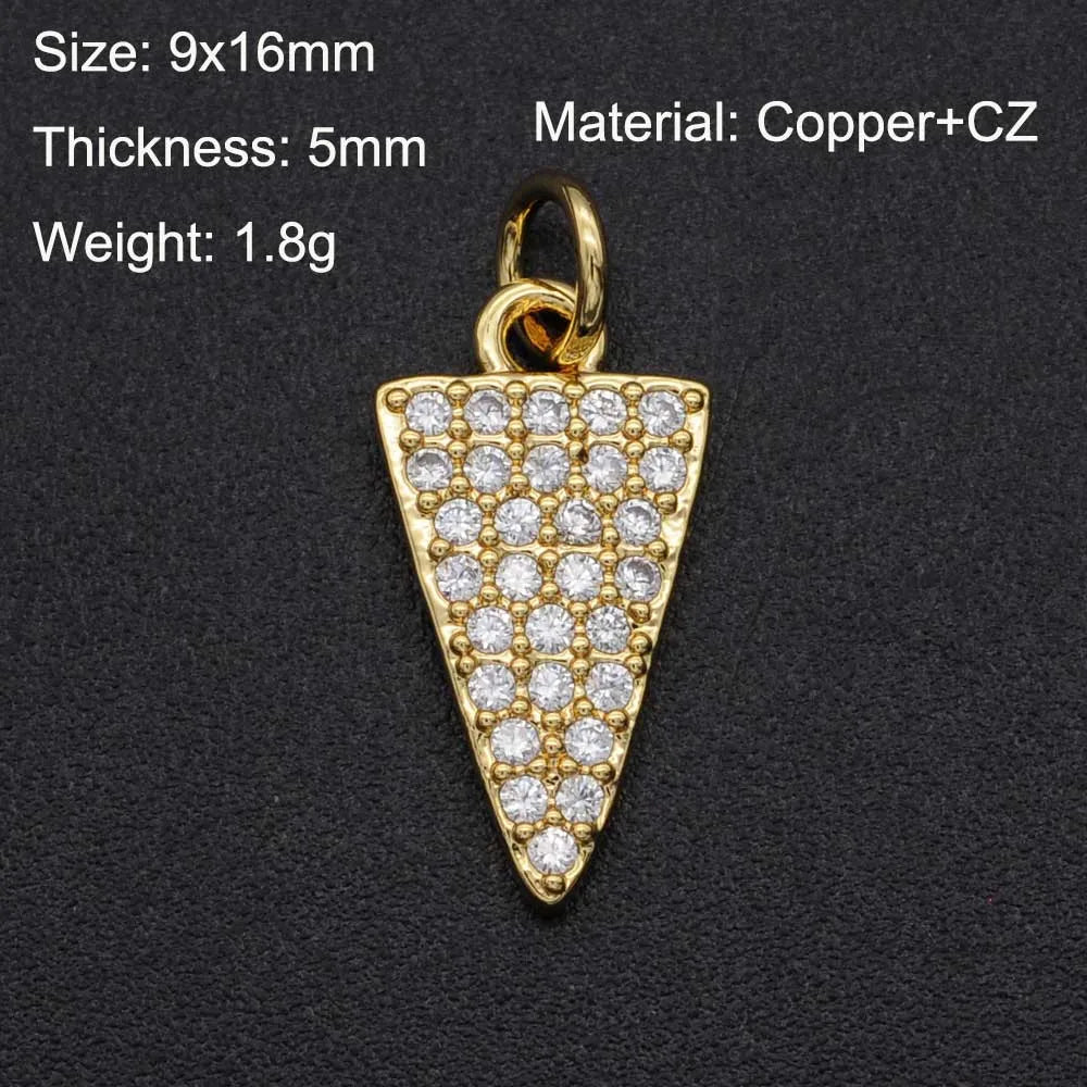 1 Piece 9*16mm Copper Zircon 18K Gold Plated Triangle Pendant