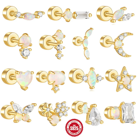 1 Piece 925 Sterling Silver 925 Sterling Silver Earrings Geometric Ear Studs