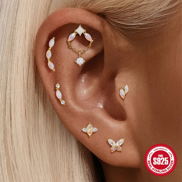 1 Piece 925 Sterling Silver 925 Sterling Silver Earrings Geometric Ear Studs