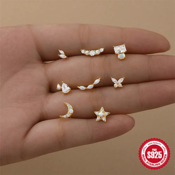 1 Piece 925 Sterling Silver 925 Sterling Silver Earrings Geometric Ear Studs