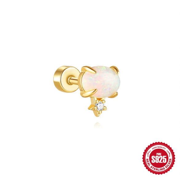 1 Piece 925 Sterling Silver 925 Sterling Silver Earrings Geometric Ear Studs