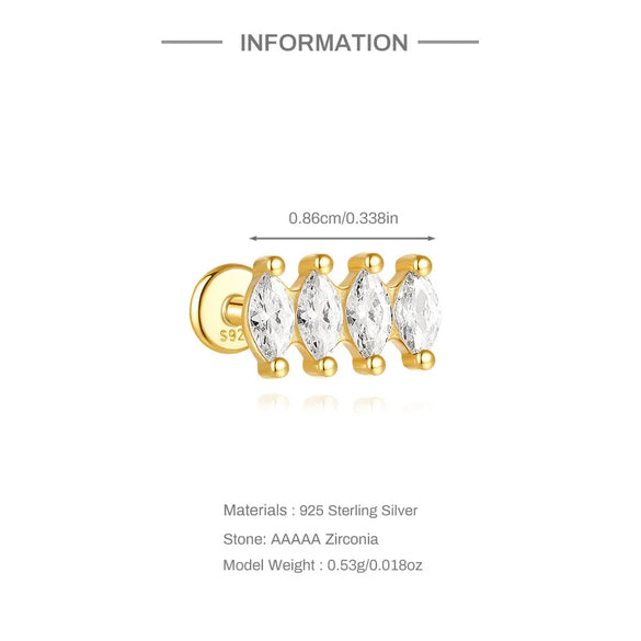1 Piece 925 Sterling Silver Zircon 925 Sterling Silver Earrings Geometric Devil'S Eye Ear Studs