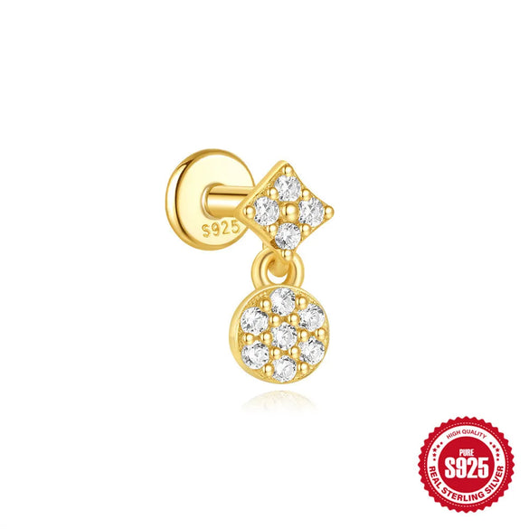 1 Piece 925 Sterling Silver Zircon 925 Sterling Silver Earrings Geometric Devil'S Eye Ear Studs