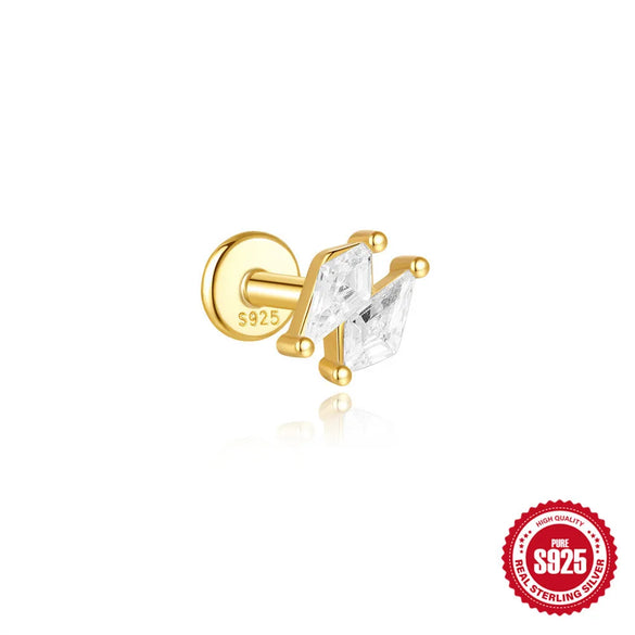 1 Piece 925 Sterling Silver Zircon 925 Sterling Silver Earrings Star Heart Shape Ear Studs
