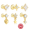 1 Piece 925 Sterling Silver Zircon 925 Sterling Silver Earrings Star Heart Shape Ear Studs