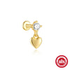 1 Piece 925 Sterling Silver Zircon 925 Sterling Silver Earrings Star Heart Shape Ear Studs