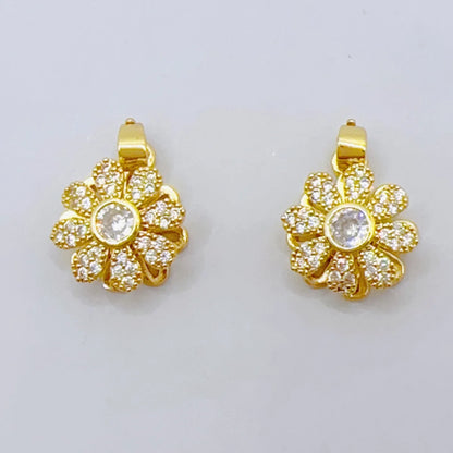 1 Piece Artificial Gemstones Copper Zircon 18K Gold Plated Flower Butterfly Snowflake Pendant