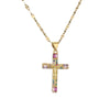 1 Piece Artistic Cross Copper Plating Inlay Zircon Pendant Necklace