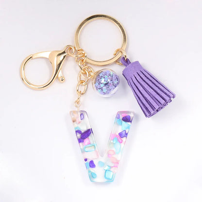 1 Piece Artistic Letter Alloy Plastic Resin Couple Bag Pendant Keychain