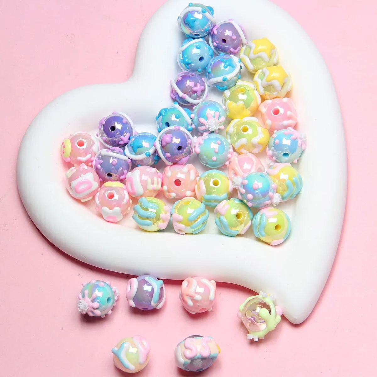 1 Piece Arylic Heart Shape Beads