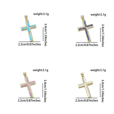 1 Piece Basic Cross Copper Plating Inlay Jewelry Accessories