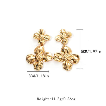 1 Piece Basic Modern Style Classic Style Flower Plating 304 Stainless Steel 14K Gold Plated Drop Earrings Ear Studs