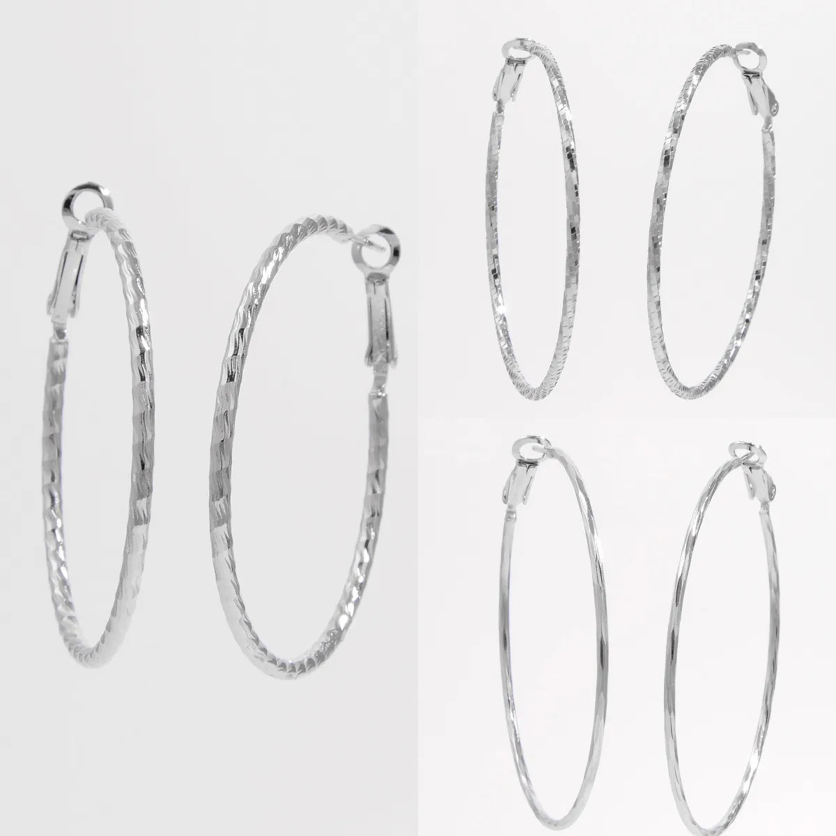 1 Piece Basic Modern Style Classic Style Round Plating Inlay Sterling Silver Zircon White Gold Plated Hoop Earrings