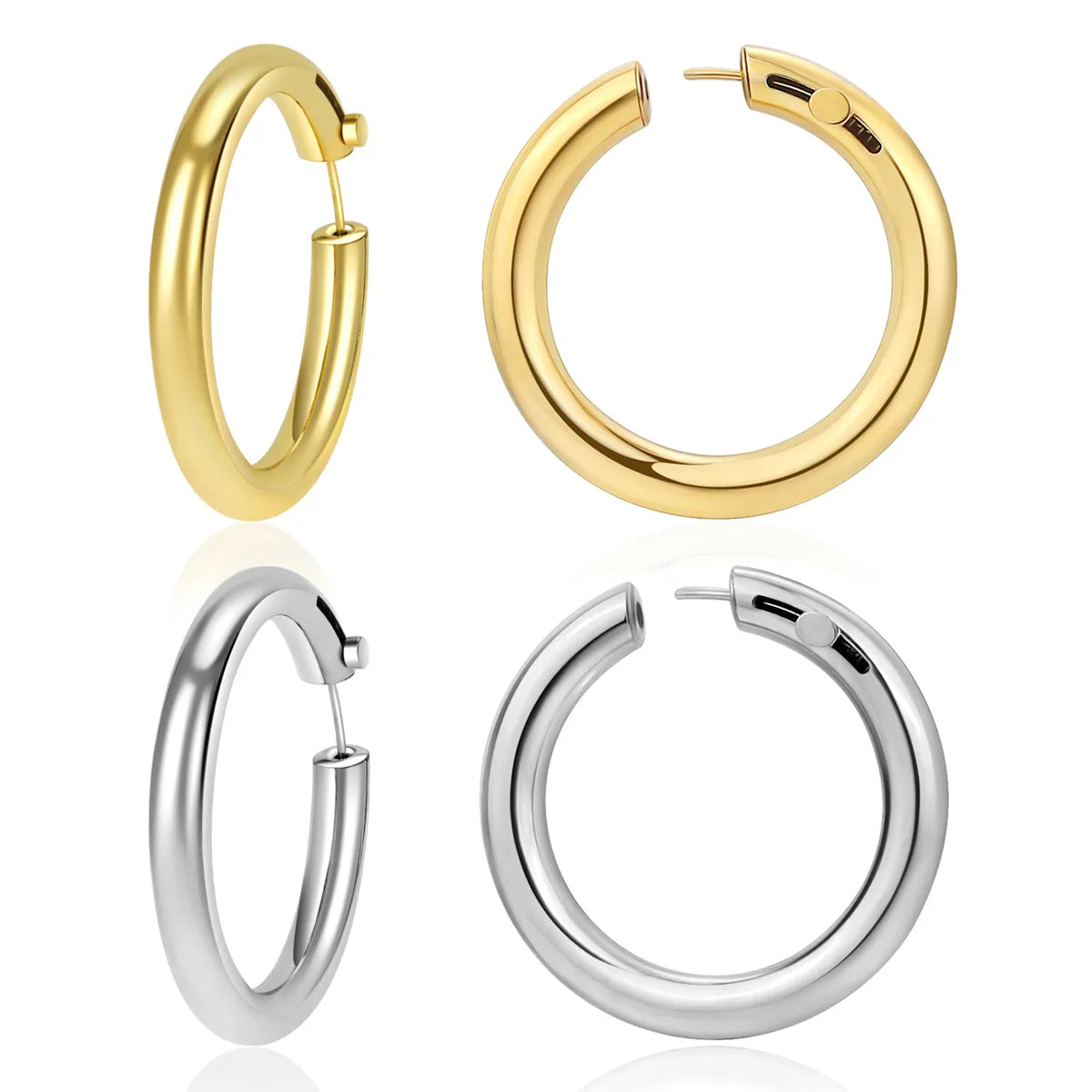 1 Piece Basic Simple Style C Shape Geometric Plating 304 Stainless Steel Hoop Earrings