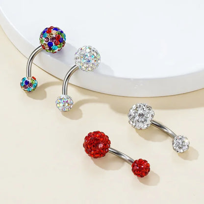 1 Piece Belly Rings Beach Simple Style Geometric 304 Stainless Steel Rhinestone Rhinestones Belly Rings