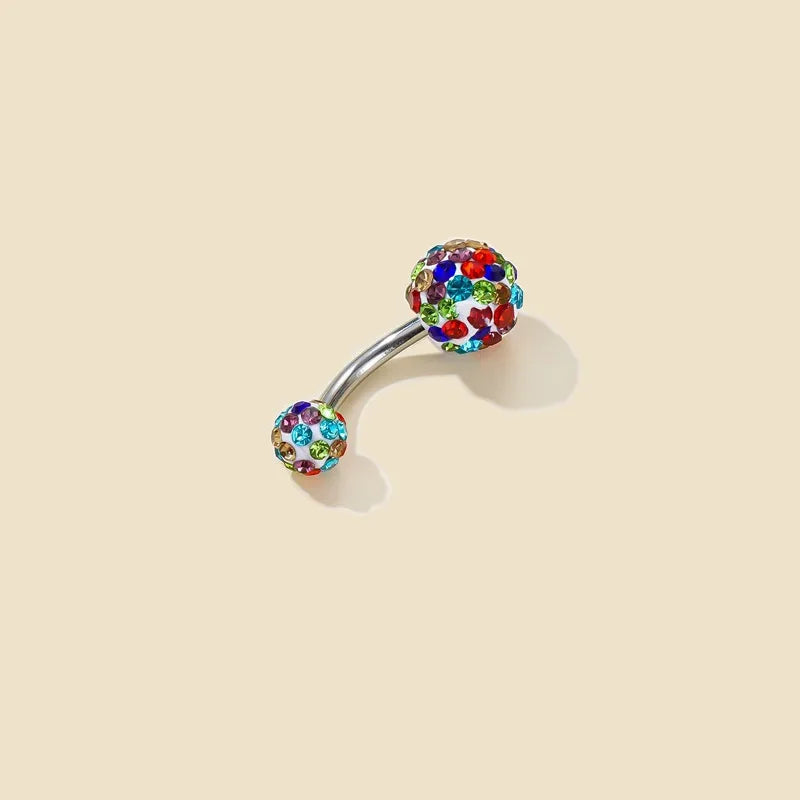 1 Piece Belly Rings Beach Simple Style Geometric 304 Stainless Steel Rhinestone Rhinestones Belly Rings