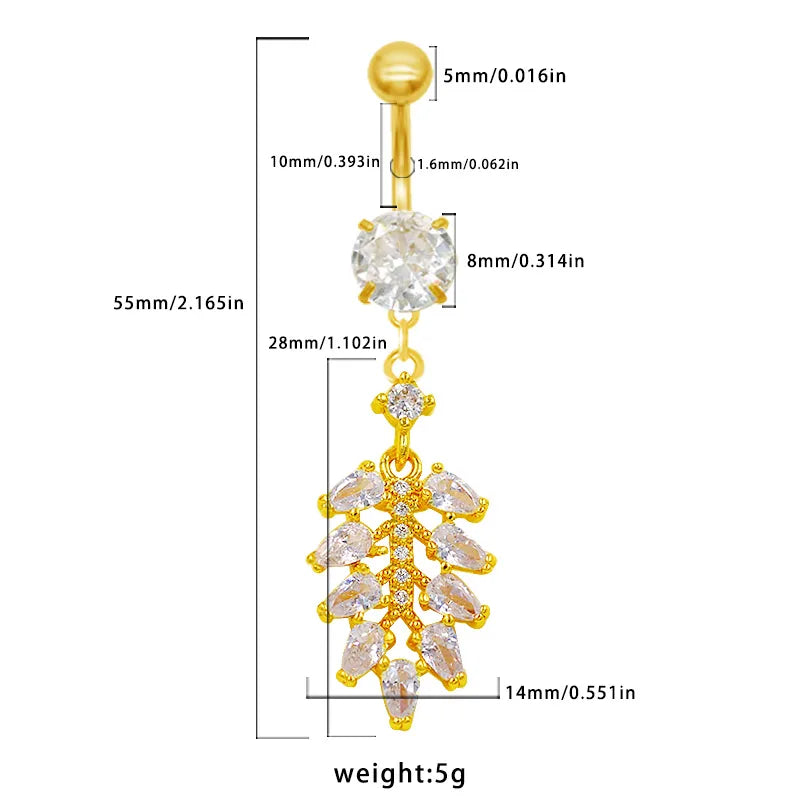 1 Piece Belly Rings Casual Elegant Classic Style Water Droplets Heart Shape 316 Stainless Steel  Alloy Inlay Resin Rhinestones Glass Gold Plated