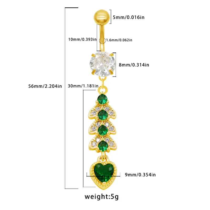 1 Piece Belly Rings Casual Elegant Classic Style Water Droplets Heart Shape 316 Stainless Steel  Alloy Inlay Resin Rhinestones Glass Gold Plated