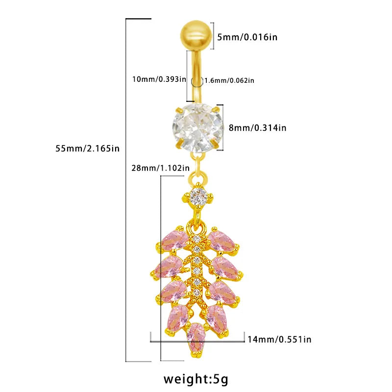 1 Piece Belly Rings Casual Elegant Classic Style Water Droplets Heart Shape 316 Stainless Steel  Alloy Inlay Resin Rhinestones Glass Gold Plated