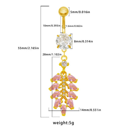 1 Piece Belly Rings Casual Elegant Classic Style Water Droplets Heart Shape 316 Stainless Steel  Alloy Inlay Resin Rhinestones Glass Gold Plated