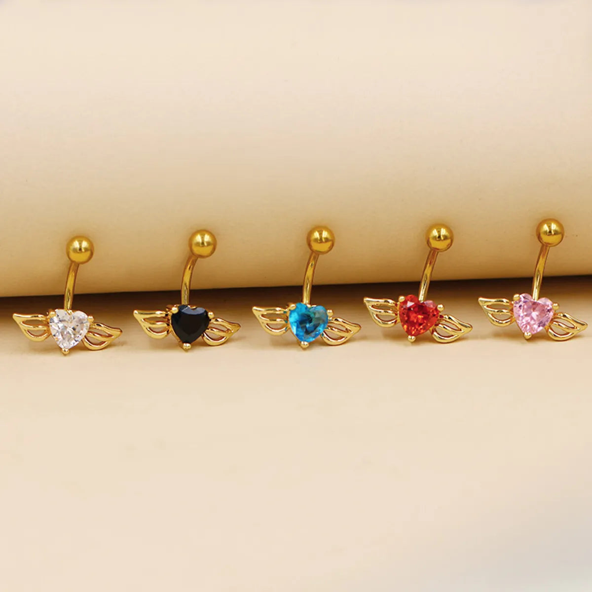 1 Piece Belly Rings Casual Simple Style Heart Shape Wings 316 Stainless Steel  Alloy Inlay Zircon Gold Plated Silver Plated