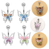 1 Piece Belly Rings Elegant Cute Tropical Butterfly 316 Stainless Steel  Alloy Plating Inlay Acrylic Rhinestones White Gold Plated