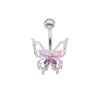 1 Piece Belly Rings Elegant Cute Tropical Butterfly 316 Stainless Steel  Alloy Plating Inlay Acrylic Rhinestones White Gold Plated
