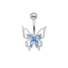 1 Piece Belly Rings Elegant Cute Tropical Butterfly 316 Stainless Steel  Alloy Plating Inlay Acrylic Rhinestones White Gold Plated