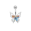1 Piece Belly Rings Elegant Cute Tropical Butterfly 316 Stainless Steel  Alloy Plating Inlay Acrylic Rhinestones White Gold Plated