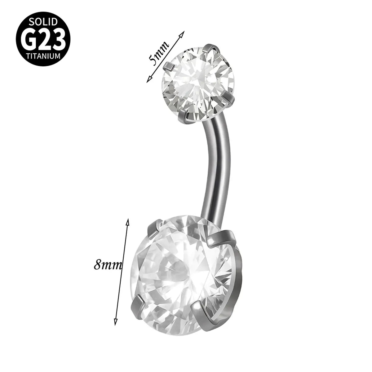 1 Piece Belly Rings Elegant Hawaiian Tropical Round Square Heart Shape G23 Titanium Alloy Inlay Zircon Belly Rings