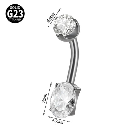 1 Piece Belly Rings Elegant Hawaiian Tropical Round Square Heart Shape G23 Titanium Alloy Inlay Zircon Belly Rings