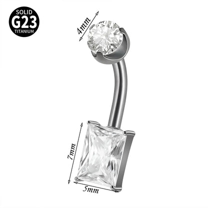 1 Piece Belly Rings Elegant Hawaiian Tropical Round Square Heart Shape G23 Titanium Alloy Inlay Zircon Belly Rings