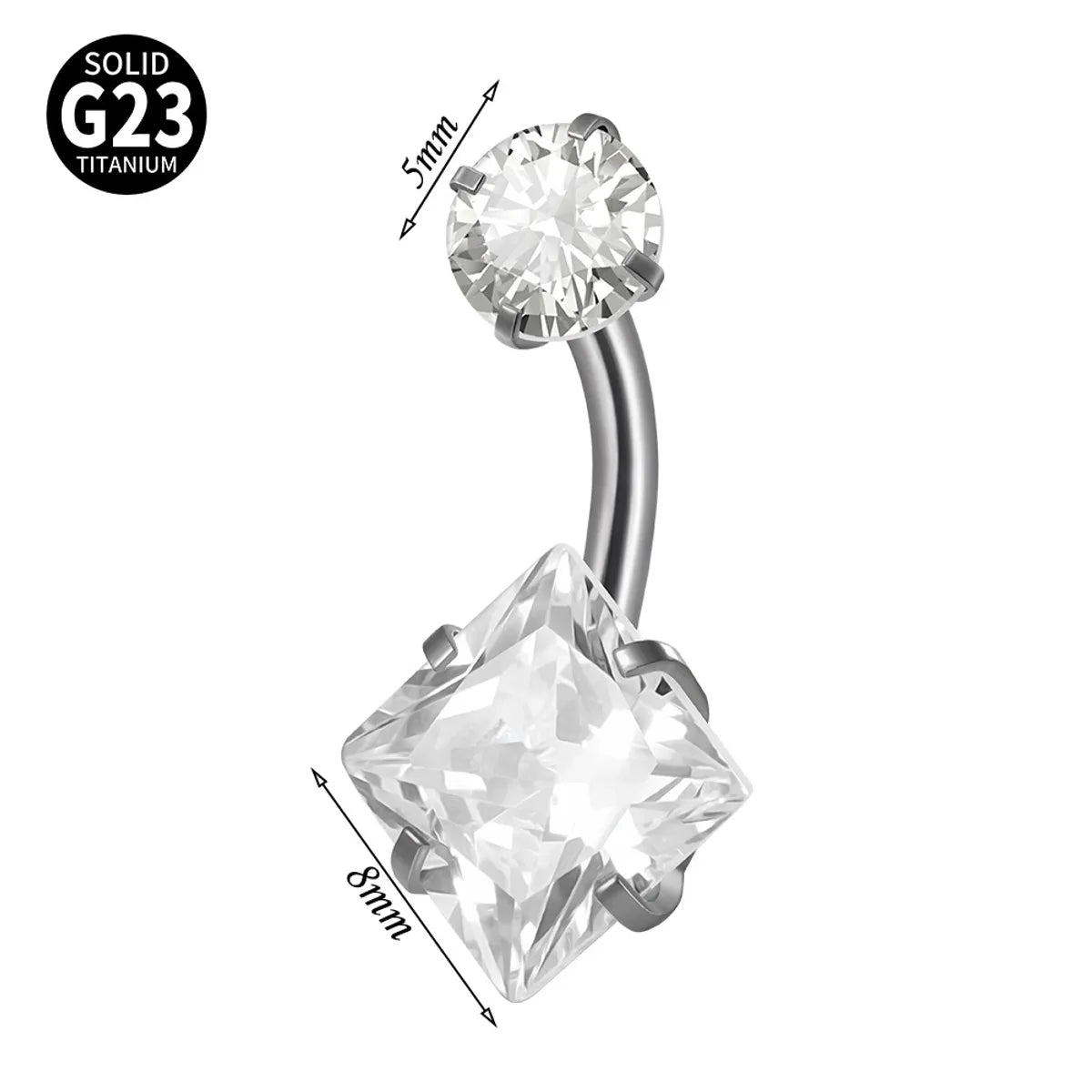 1 Piece Belly Rings Elegant Hawaiian Tropical Round Square Heart Shape G23 Titanium Alloy Inlay Zircon Belly Rings