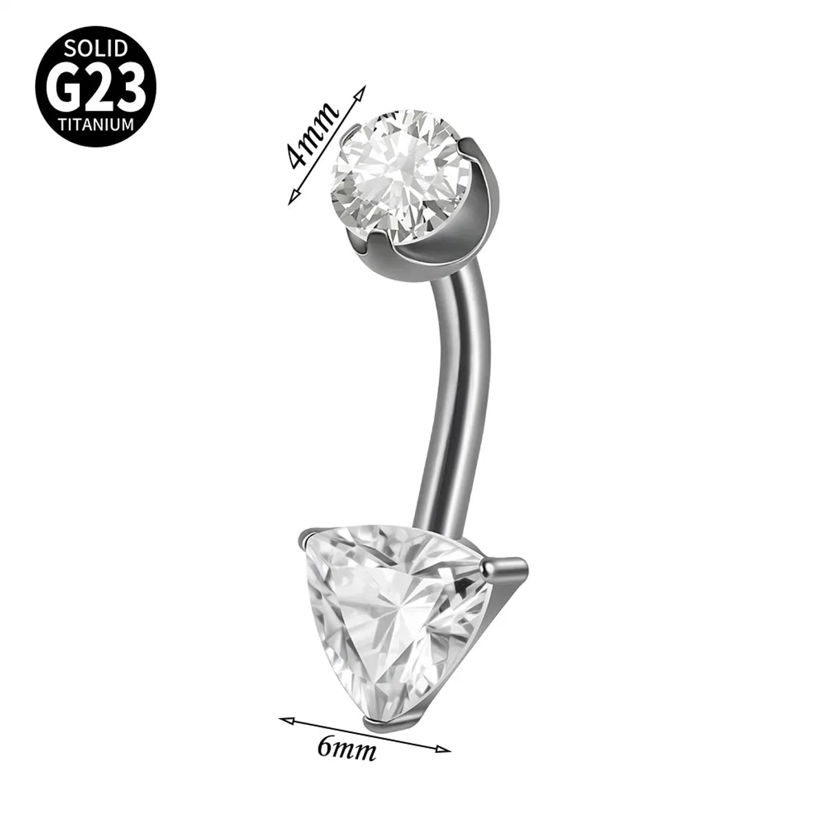 1 Piece Belly Rings Elegant Hawaiian Tropical Round Square Heart Shape G23 Titanium Alloy Inlay Zircon Belly Rings