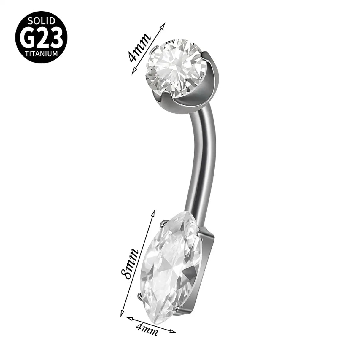 1 Piece Belly Rings Elegant Hawaiian Tropical Round Square Heart Shape G23 Titanium Alloy Inlay Zircon Belly Rings