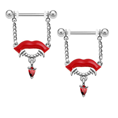 1 Piece Belly Rings Exaggerated Funny Lips Alloy Titanium Steel Copper Plating Inlay Rhinestones Glass White Gold Plated