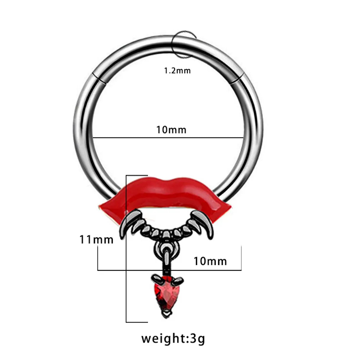 1 Piece Belly Rings Exaggerated Funny Lips Alloy Titanium Steel Copper Plating Inlay Rhinestones Glass White Gold Plated