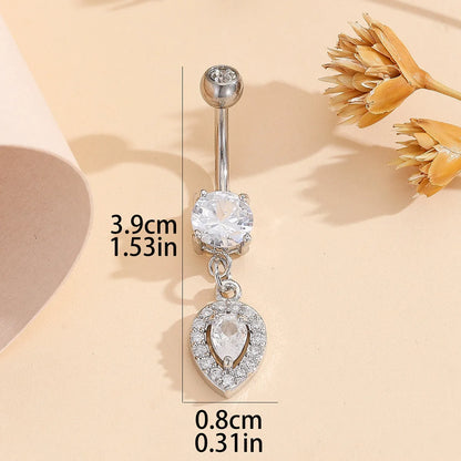 1 Piece Belly Rings Hip-Hop Modern Style Solid Color 304 Stainless Steel Inlay Zircon