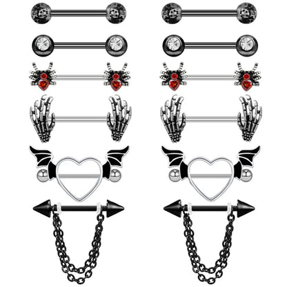 1 Piece Belly Rings Hip-Hop Punk Hand Spider 316 Stainless Steel  Arylic Alloy Plating Inlay Acrylic Rhinestones White Gold Plated