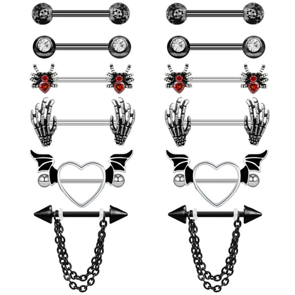 1 Piece Belly Rings Hip-Hop Punk Hand Spider 316 Stainless Steel  Arylic Alloy Plating Inlay Acrylic Rhinestones White Gold Plated