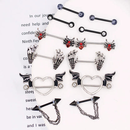 1 Piece Belly Rings Hip-Hop Punk Hand Spider 316 Stainless Steel  Arylic Alloy Plating Inlay Acrylic Rhinestones White Gold Plated