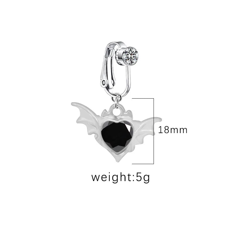 1 Piece Belly Rings IG Style Shiny Heart Shape Wings Stainless Steel Alloy Inlay Acrylic Glass White Gold Plated Gold Plated