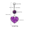 1 Piece Belly Rings Punk Simple Style Commute Heart Shape 316 Stainless Steel  Alloy Inlay Rhinestones White Gold Plated