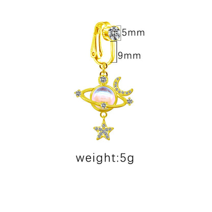 1 Piece Belly Rings Sexy Heart Shape Butterfly Planet Stainless Steel Plating Inlay Rhinestones Belly Ring