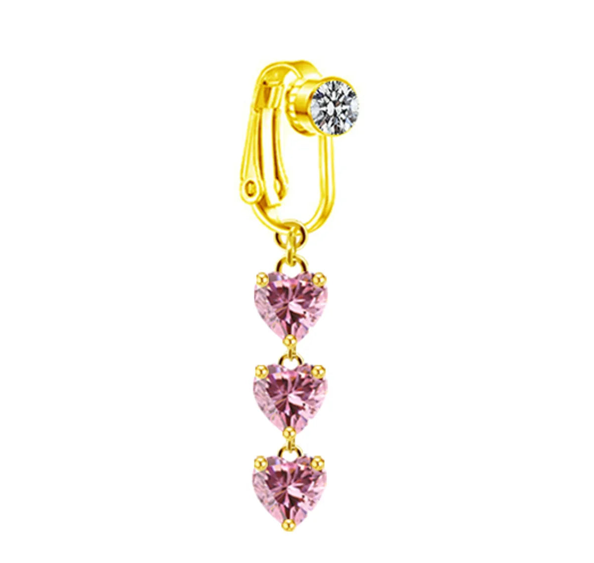 1 Piece Belly Rings Sexy Heart Shape Butterfly Planet Stainless Steel Plating Inlay Rhinestones Belly Ring