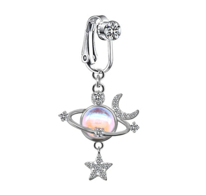 1 Piece Belly Rings Sexy Heart Shape Butterfly Planet Stainless Steel Plating Inlay Rhinestones Belly Ring