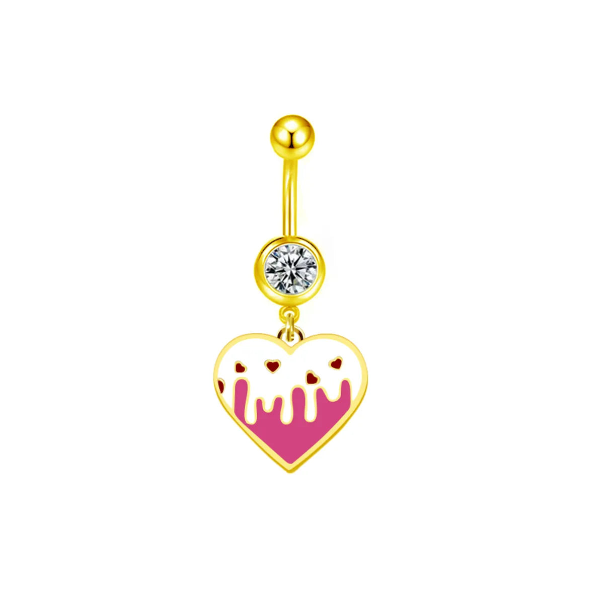 1 Piece Belly Rings Sexy Heart Shape Flower Butterfly Stainless Steel Enamel Plating Inlay Rhinestones Belly Ring